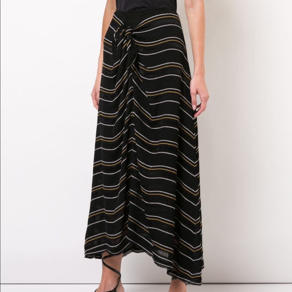Proenza Schouler Crepe Stripe Tied Black Skirt